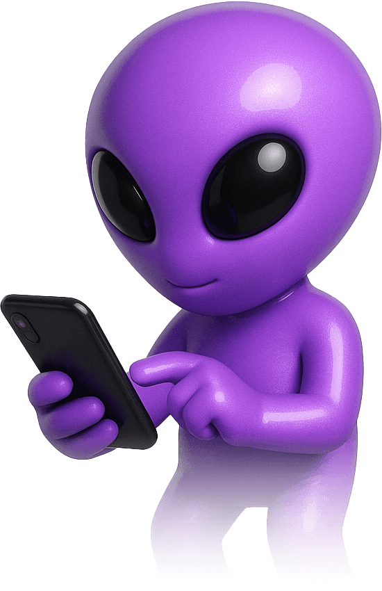 Alien using phone